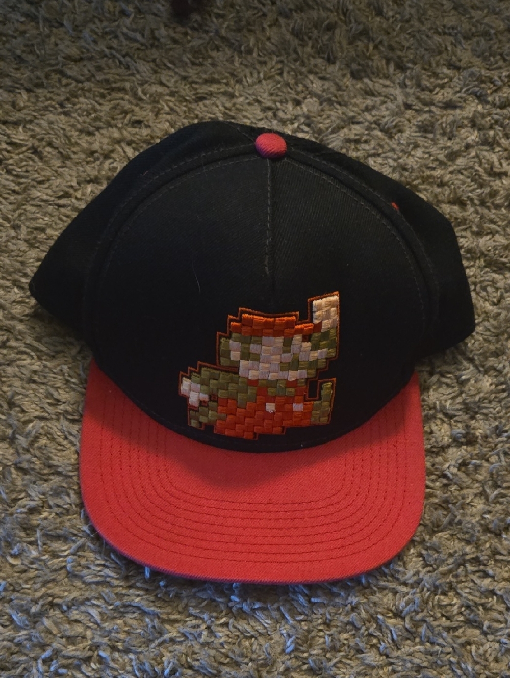 Black and Red Pixel Mario Snapback Hat